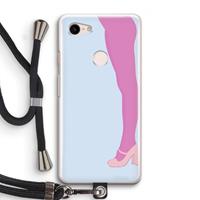 CaseCompany Pink panty: Pixel 3 Transparant Hoesje met koord