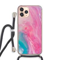 CaseCompany Roze explosie: iPhone 11 Pro Transparant Hoesje met koord