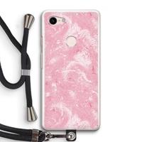 CaseCompany Abstract Painting Pink: Pixel 3 Transparant Hoesje met koord
