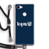 CaseCompany Topwijf Navy: Pixel 3 Transparant Hoesje met koord