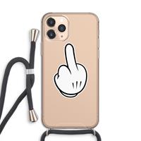 CaseCompany Middle finger black: iPhone 11 Pro Transparant Hoesje met koord