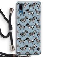 CaseCompany Zebra: Huawei P20 Transparant Hoesje met koord