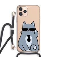 CaseCompany Cool cat: iPhone 11 Pro Transparant Hoesje met koord