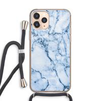 CaseCompany Blauw marmer: iPhone 11 Pro Transparant Hoesje met koord