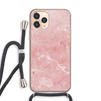 CaseCompany Roze marmer: iPhone 11 Pro Transparant Hoesje met koord