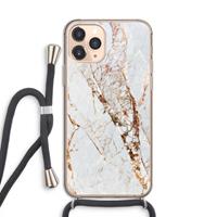 CaseCompany Goud marmer: iPhone 11 Pro Transparant Hoesje met koord