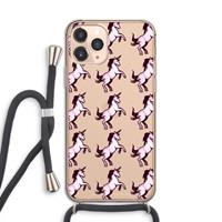 CaseCompany Musketon Unicorn: iPhone 11 Pro Transparant Hoesje met koord