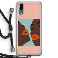 CaseCompany Orange lips: Huawei P20 Transparant Hoesje met koord