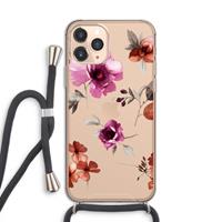 CaseCompany Geschilderde bloemen: iPhone 11 Pro Transparant Hoesje met koord