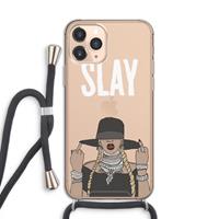 CaseCompany Slay All Day: iPhone 11 Pro Transparant Hoesje met koord