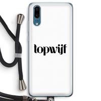 CaseCompany Topwijf Wit: Huawei P20 Transparant Hoesje met koord