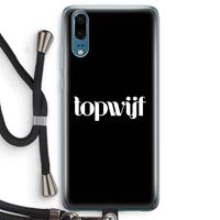 CaseCompany Topwijf Zwart: Huawei P20 Transparant Hoesje met koord