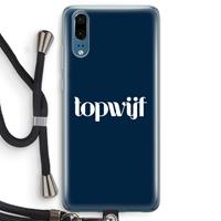 CaseCompany Topwijf Navy: Huawei P20 Transparant Hoesje met koord