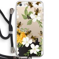 CaseCompany No flowers without bees: iPhone 5 / 5S / SE Transparant Hoesje met koord