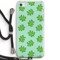 CaseCompany Groene blaadjes: iPhone 5 / 5S / SE Transparant Hoesje met koord
