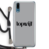 CaseCompany Topwijf Grijs Zwart: Huawei P20 Transparant Hoesje met koord