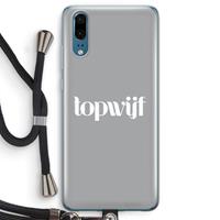 CaseCompany Topwijf Grijs Wit: Huawei P20 Transparant Hoesje met koord