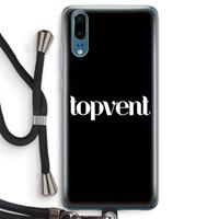 CaseCompany Topvent Zwart: Huawei P20 Transparant Hoesje met koord