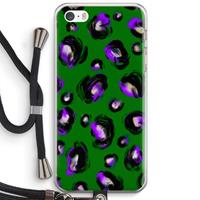 CaseCompany Green Cheetah: iPhone 5 / 5S / SE Transparant Hoesje met koord