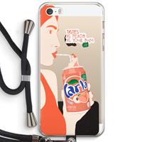 CaseCompany Peach please!: iPhone 5 / 5S / SE Transparant Hoesje met koord