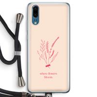 CaseCompany Where flowers bloom: Huawei P20 Transparant Hoesje met koord