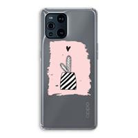 CaseCompany Zwart-wit cactus: Oppo Find X3 Transparant Hoesje