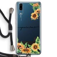 CaseCompany Zonnebloemen: Huawei P20 Transparant Hoesje met koord