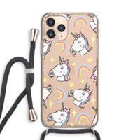 CaseCompany Rainbow Unicorn: iPhone 11 Pro Transparant Hoesje met koord