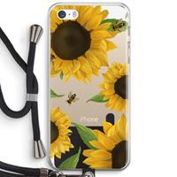 CaseCompany Sunflower and bees: iPhone 5 / 5S / SE Transparant Hoesje met koord