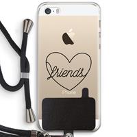 CaseCompany Friends heart black: iPhone 5 / 5S / SE Transparant Hoesje met koord