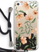 CaseCompany Peachy flowers: iPhone 5 / 5S / SE Transparant Hoesje met koord