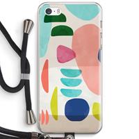 CaseCompany Bold Rounded Shapes: iPhone 5 / 5S / SE Transparant Hoesje met koord