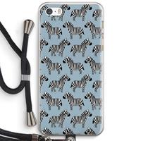 CaseCompany Zebra: iPhone 5 / 5S / SE Transparant Hoesje met koord