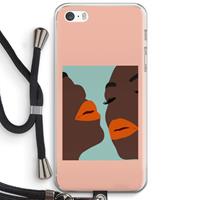 CaseCompany Orange lips: iPhone 5 / 5S / SE Transparant Hoesje met koord