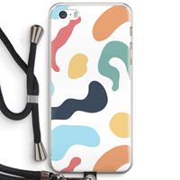 CaseCompany Memphis Shapes Blue: iPhone 5 / 5S / SE Transparant Hoesje met koord