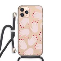 CaseCompany Hands pink: iPhone 11 Pro Transparant Hoesje met koord