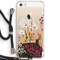 CaseCompany Painted wildflowers: iPhone 5 / 5S / SE Transparant Hoesje met koord