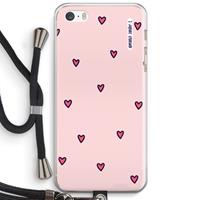 CaseCompany Hartjes: iPhone 5 / 5S / SE Transparant Hoesje met koord