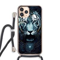 CaseCompany Darkness Tiger: iPhone 11 Pro Transparant Hoesje met koord