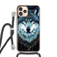 CaseCompany Darkness Wolf: iPhone 11 Pro Transparant Hoesje met koord