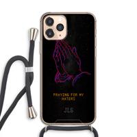 CaseCompany Praying For My Haters: iPhone 11 Pro Transparant Hoesje met koord