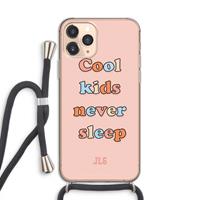 CaseCompany Cool Kids Never Sleep: iPhone 11 Pro Transparant Hoesje met koord