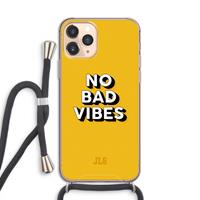 CaseCompany No Bad Vibes: iPhone 11 Pro Transparant Hoesje met koord