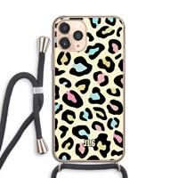 CaseCompany Leopard pattern: iPhone 11 Pro Transparant Hoesje met koord