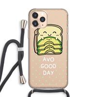 CaseCompany Avo Good Day: iPhone 11 Pro Transparant Hoesje met koord