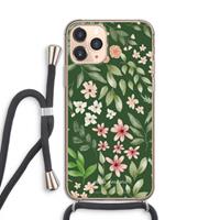 CaseCompany Botanical green sweet flower heaven: iPhone 11 Pro Transparant Hoesje met koord