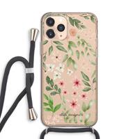 CaseCompany Botanical sweet flower heaven: iPhone 11 Pro Transparant Hoesje met koord