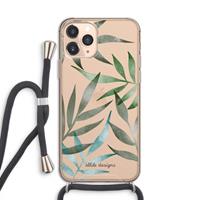 CaseCompany Tropical watercolor leaves: iPhone 11 Pro Transparant Hoesje met koord