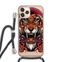 CaseCompany Tiger and Rattlesnakes: iPhone 11 Pro Transparant Hoesje met koord