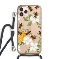 CaseCompany No flowers without bees: iPhone 11 Pro Transparant Hoesje met koord